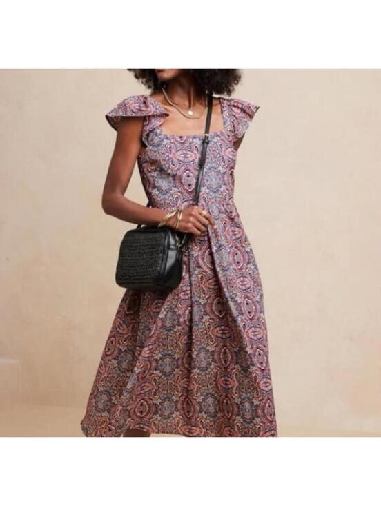 Banana Republic Dresses & Skirts - Banana Republic Open Back Tie Back Paisley Midi Dress Size Small